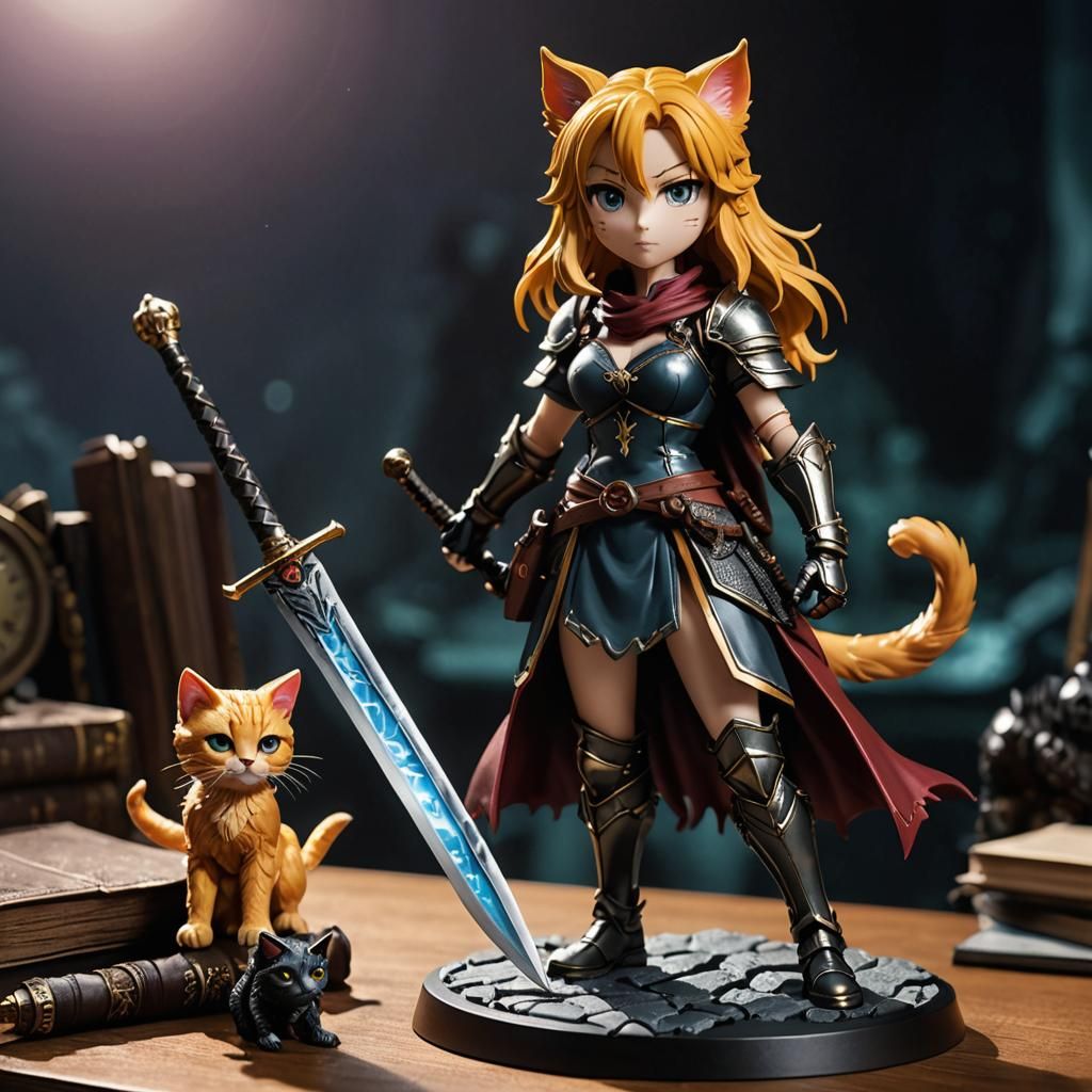 Cat-Girl Action Figure with Demon Slayer Sword