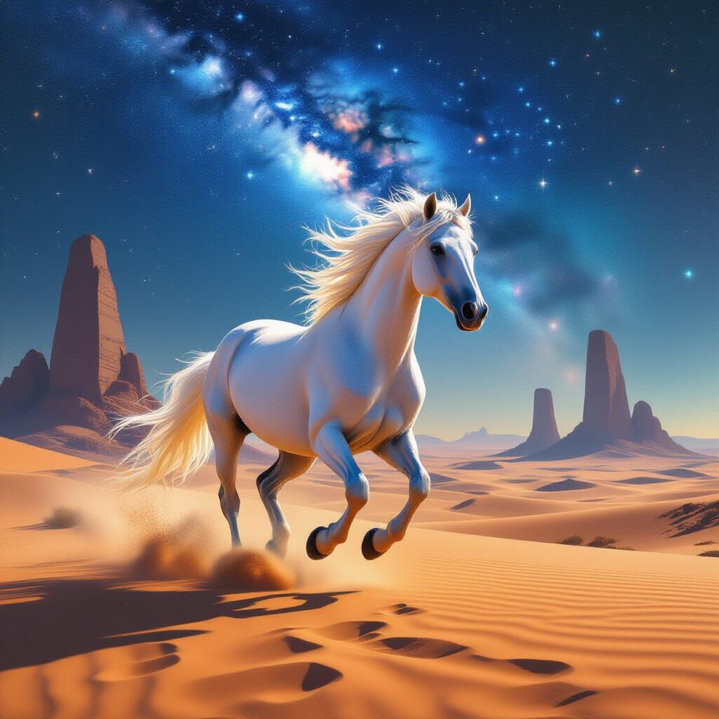 Cosmic Desert Horse with Starlight Mane