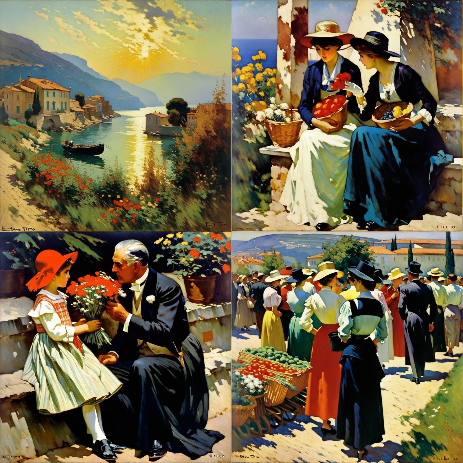 Venetian Life Painting in Early 20th Century Style