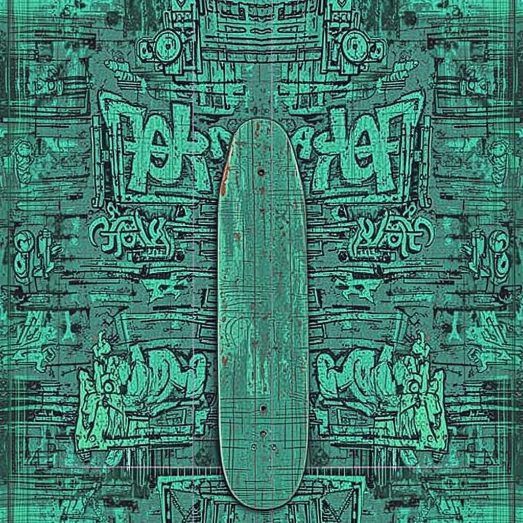 Worn Skateboard Leaning in Urban Landscape