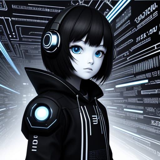Monochrome Cyberspace Child