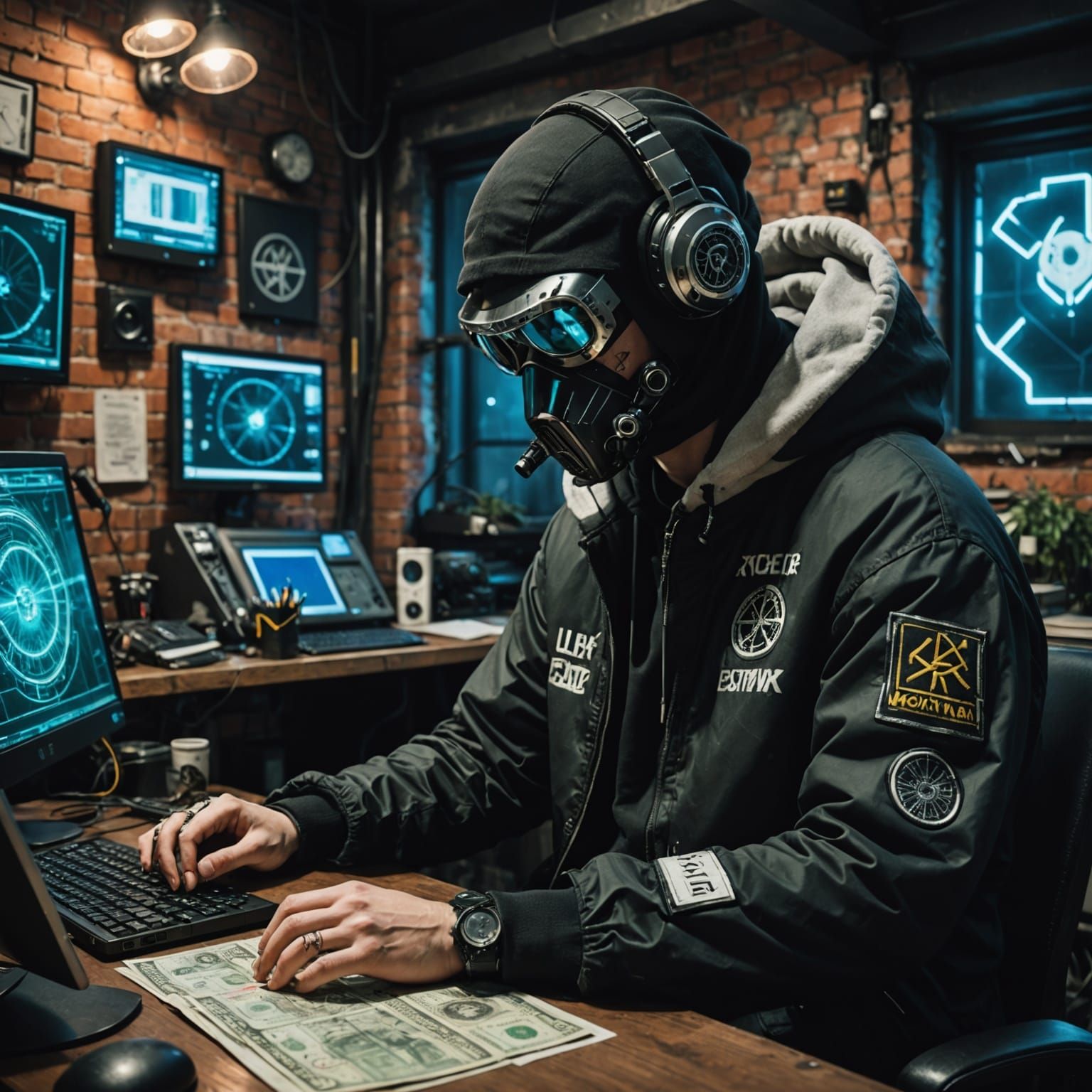 Cyberpunk Moscow Loft Hacker in Stone Island Hoodie