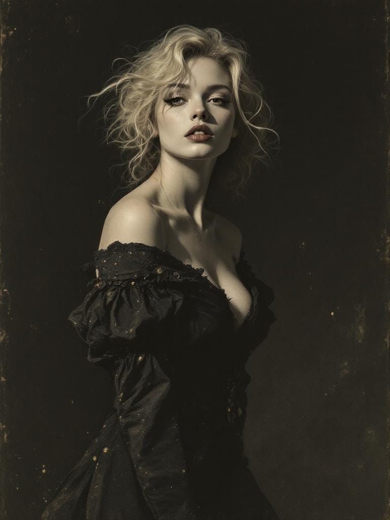 1950s Pin-Up in Scrimshaw Style