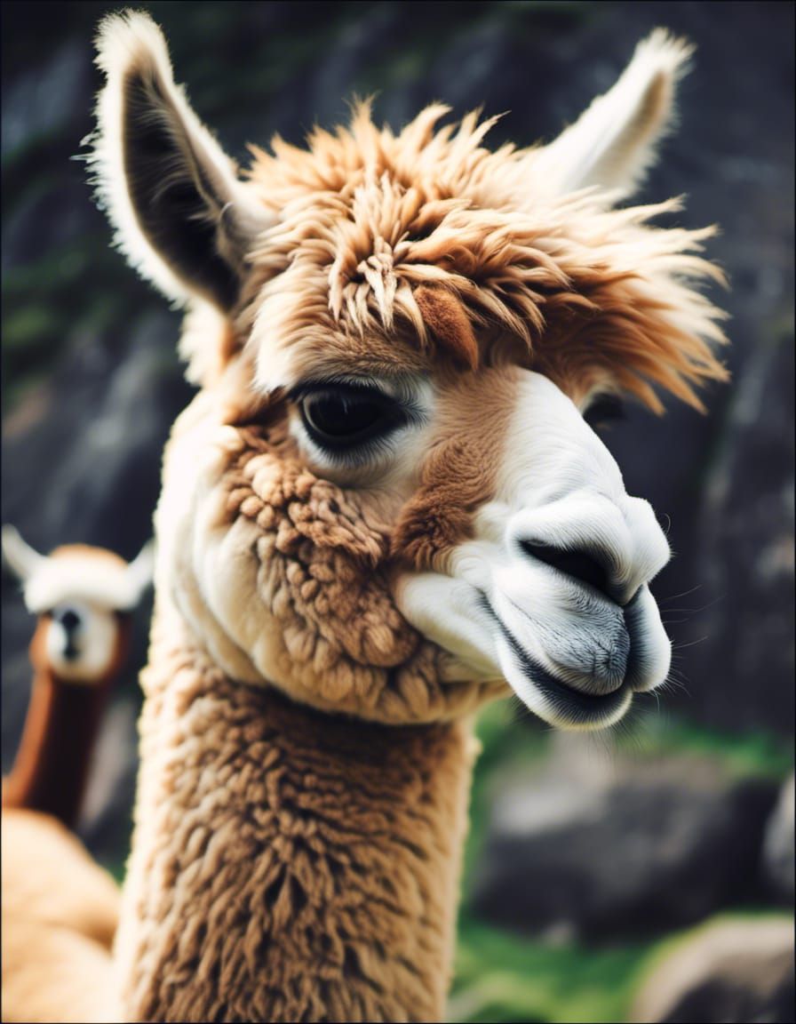 Alpaca Portrait at Machu Picchu