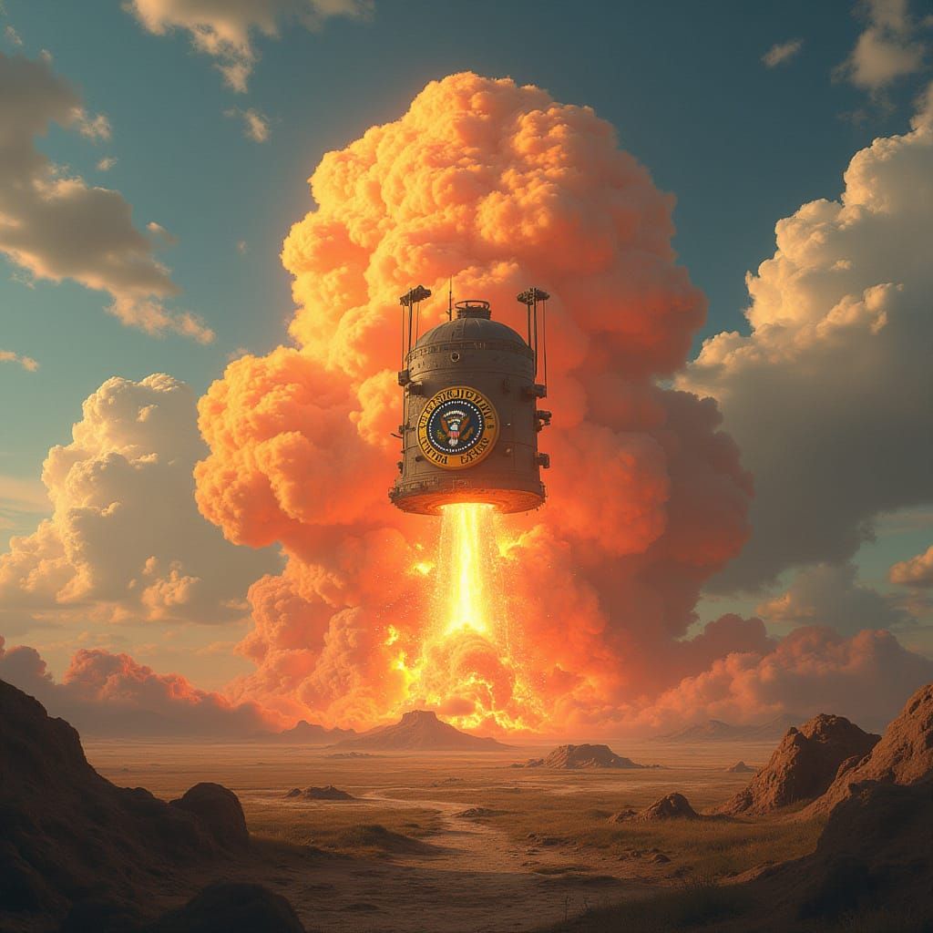 Dystopian Bomb with Presidential Seal over Earth