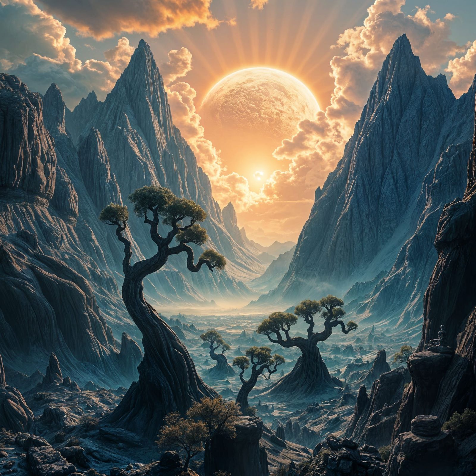 Epic Alien Landscape with Strange Trees