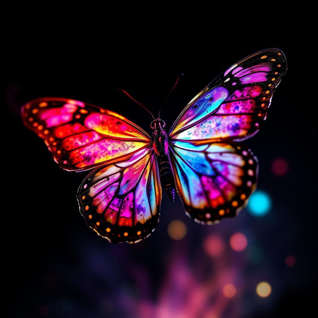 Colorful Butterfly in Otherworldly Alcohol Ink Style