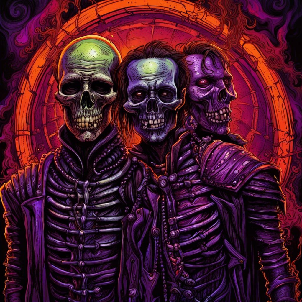 Zombified Rosencrantz and Guildenstern in Giger Style