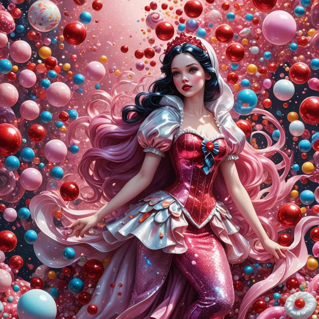 Snow White and Red Riding Hood Space Mermaids in Candy Art