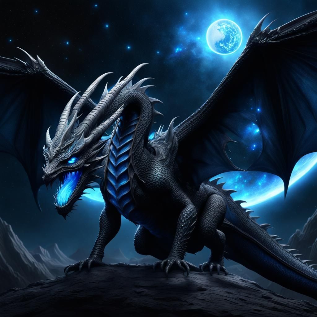 Cosmic Dragon in Dark Fantasy Style