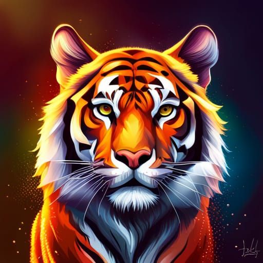 Winged Tiger in Hyperrealistic Splash Art