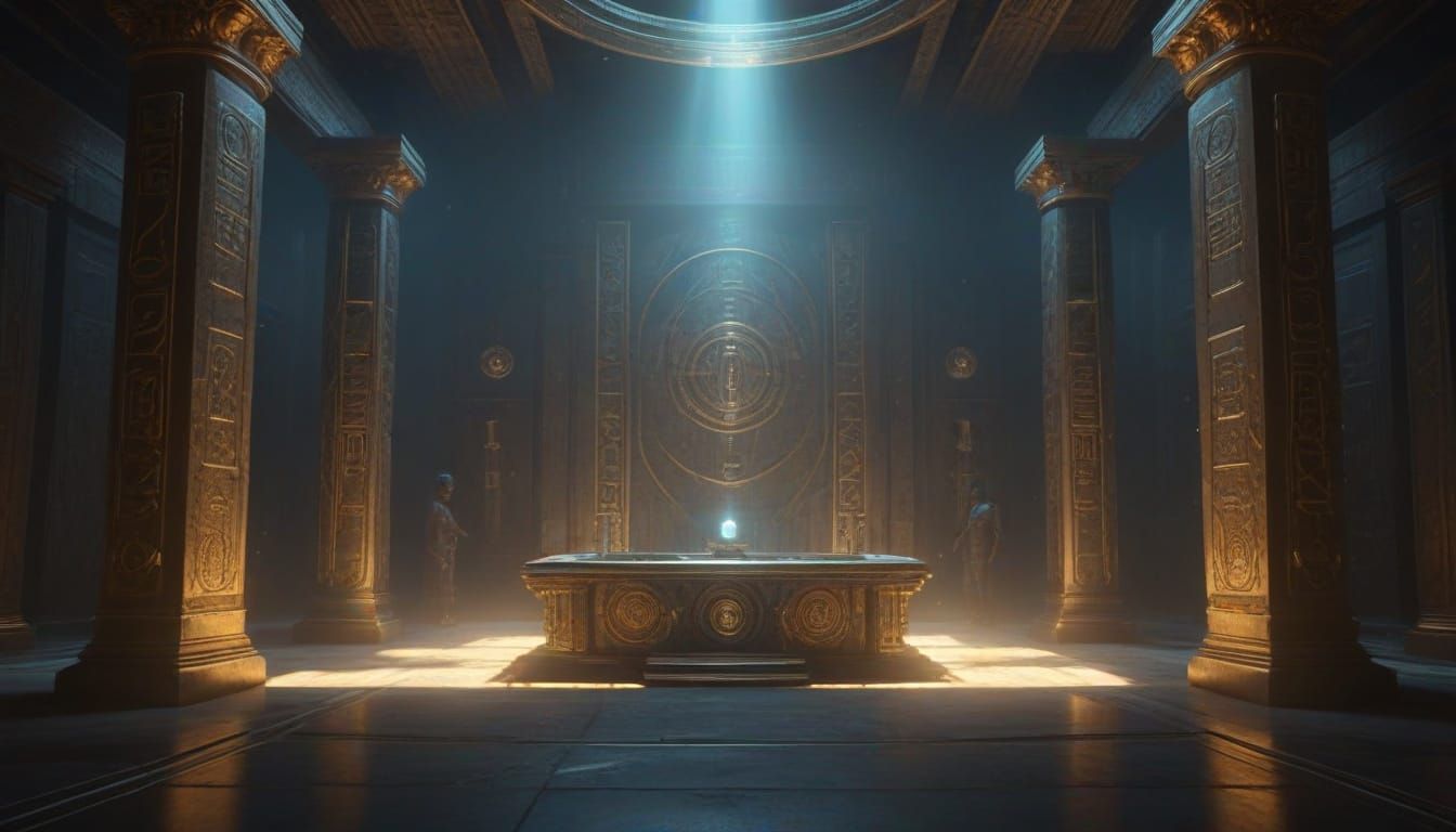 Ancient Resurrection Chamber in Sci-Fi Fashion Editorial Pho...