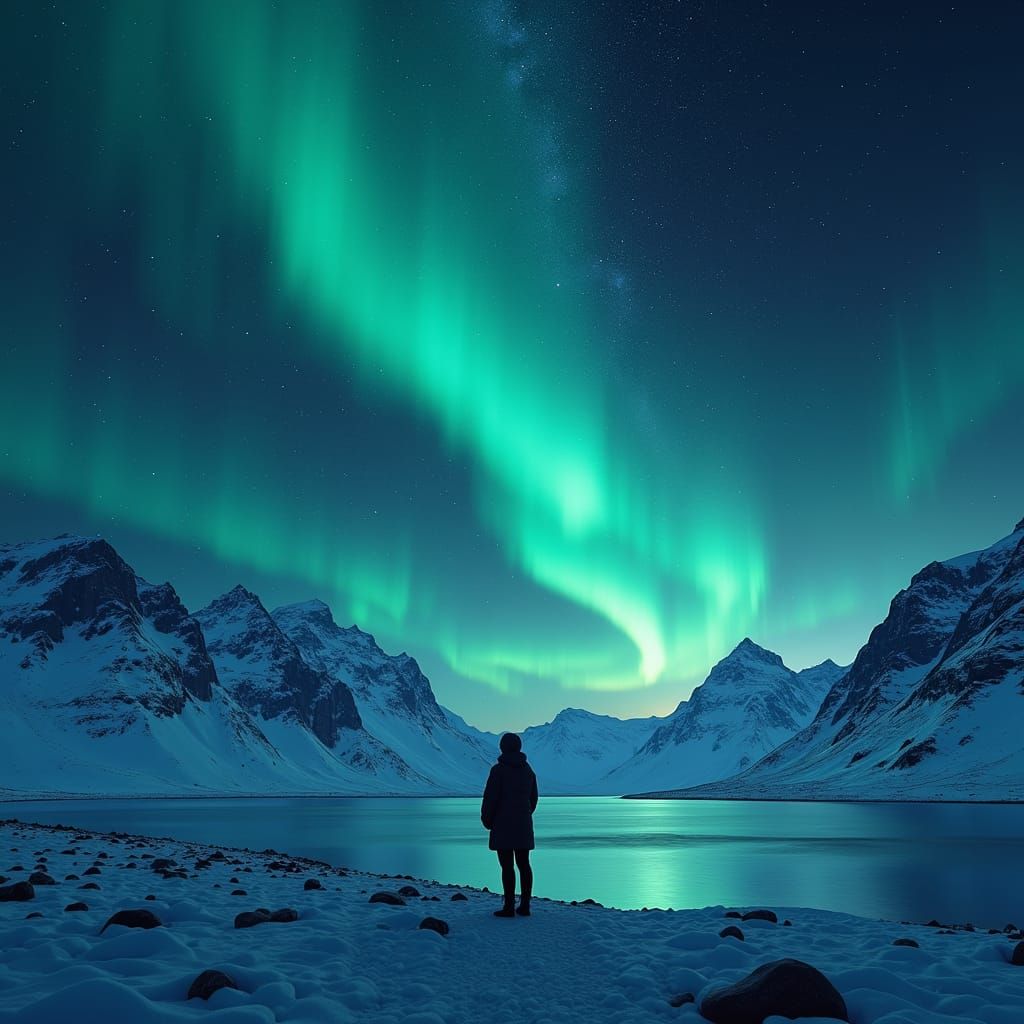 Aurora Borealis: Celestial Ballet in High Contrast