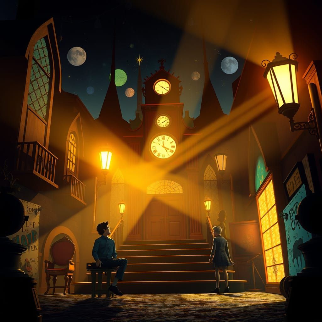 Anderson Meets Burton: Dynamic Lighting in Whimsical Scene