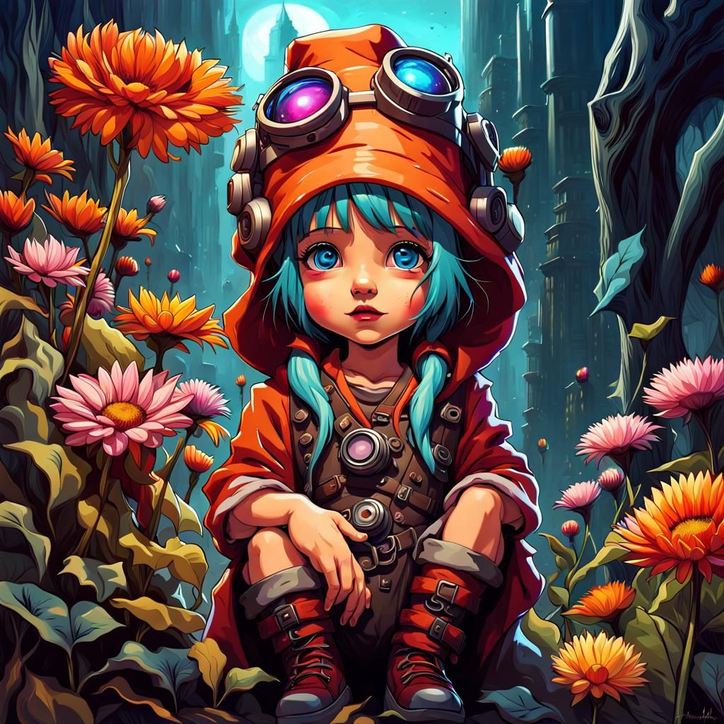 Baby Gnome in Cyberpunk Bohemian Fashion