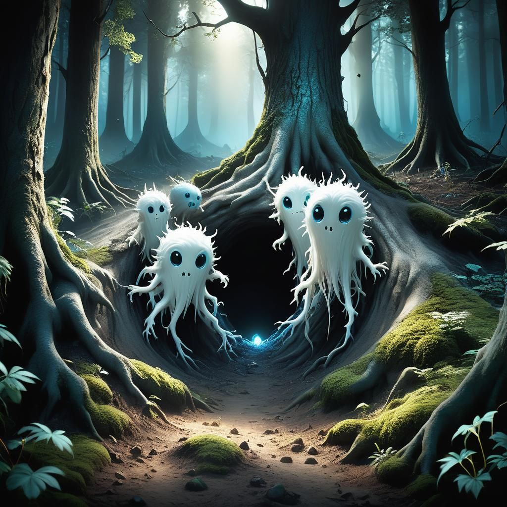 Foamy Monsters Rise in Dark Fantasy Forest