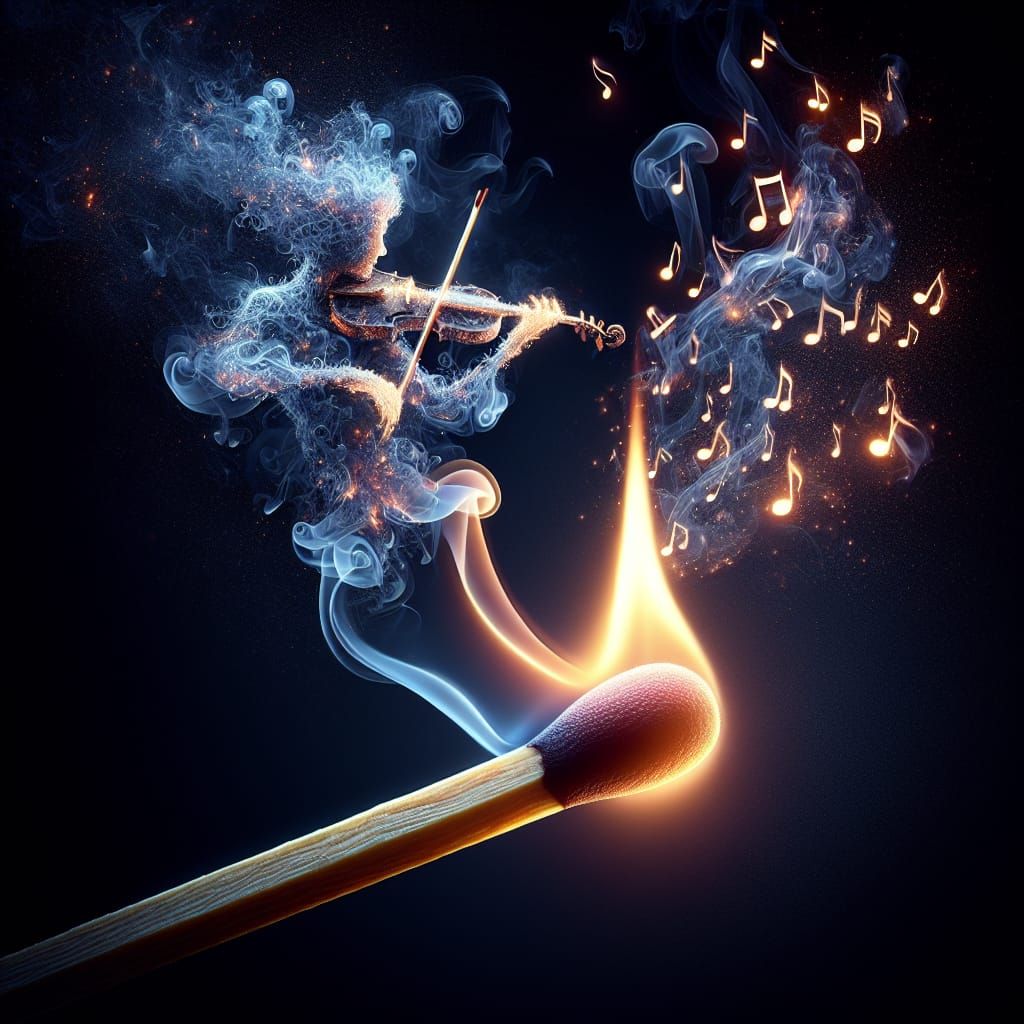 Smoke Violinist Plays a Matchstick Melody
