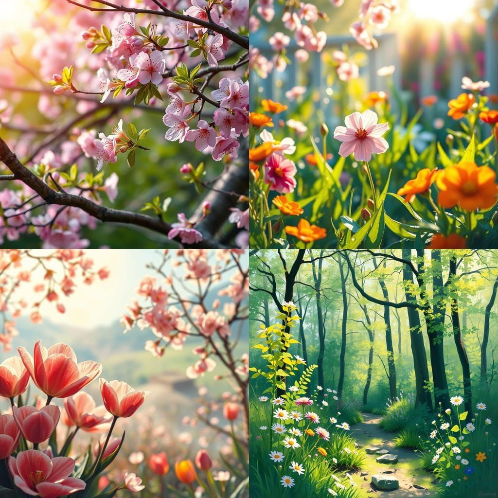 Vibrant Spring Florals in Watercolor Style