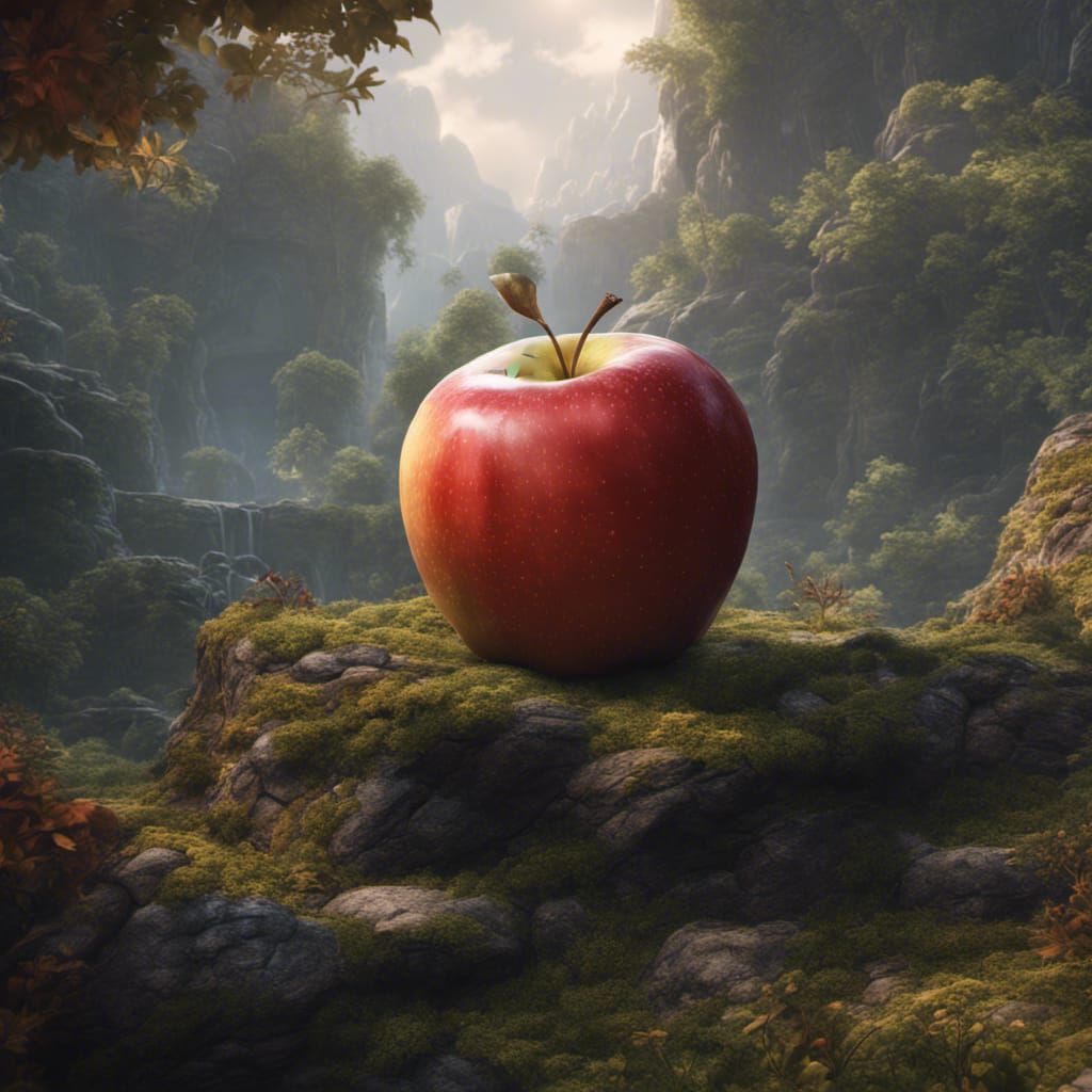 Detailed Apple Matte Painting in Deep Color