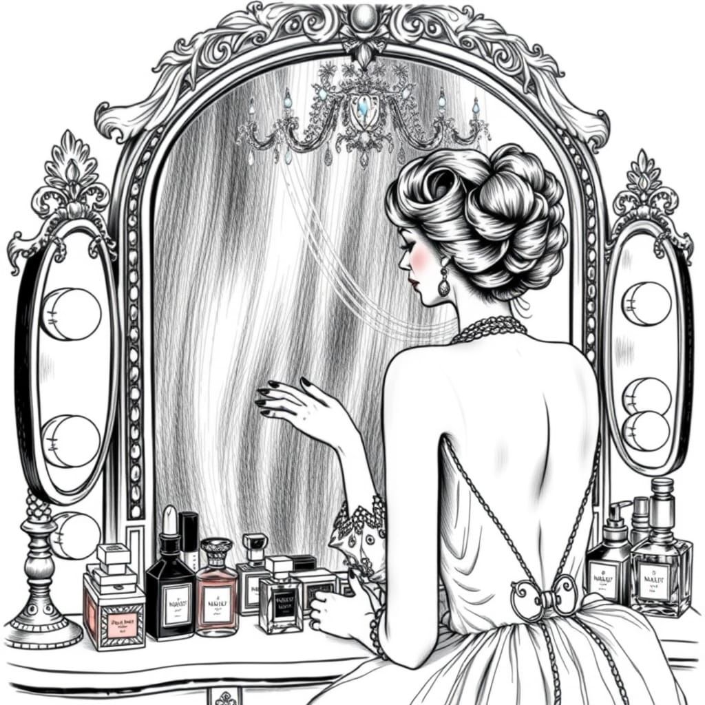 Glamorous Portrait of a Woman at Her Vanity