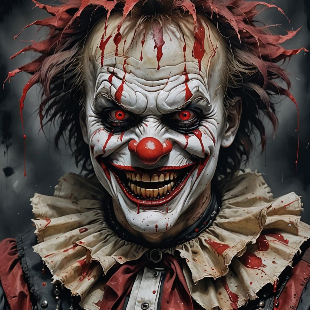 Close-up of a Gothic Clown with Devilish Smile