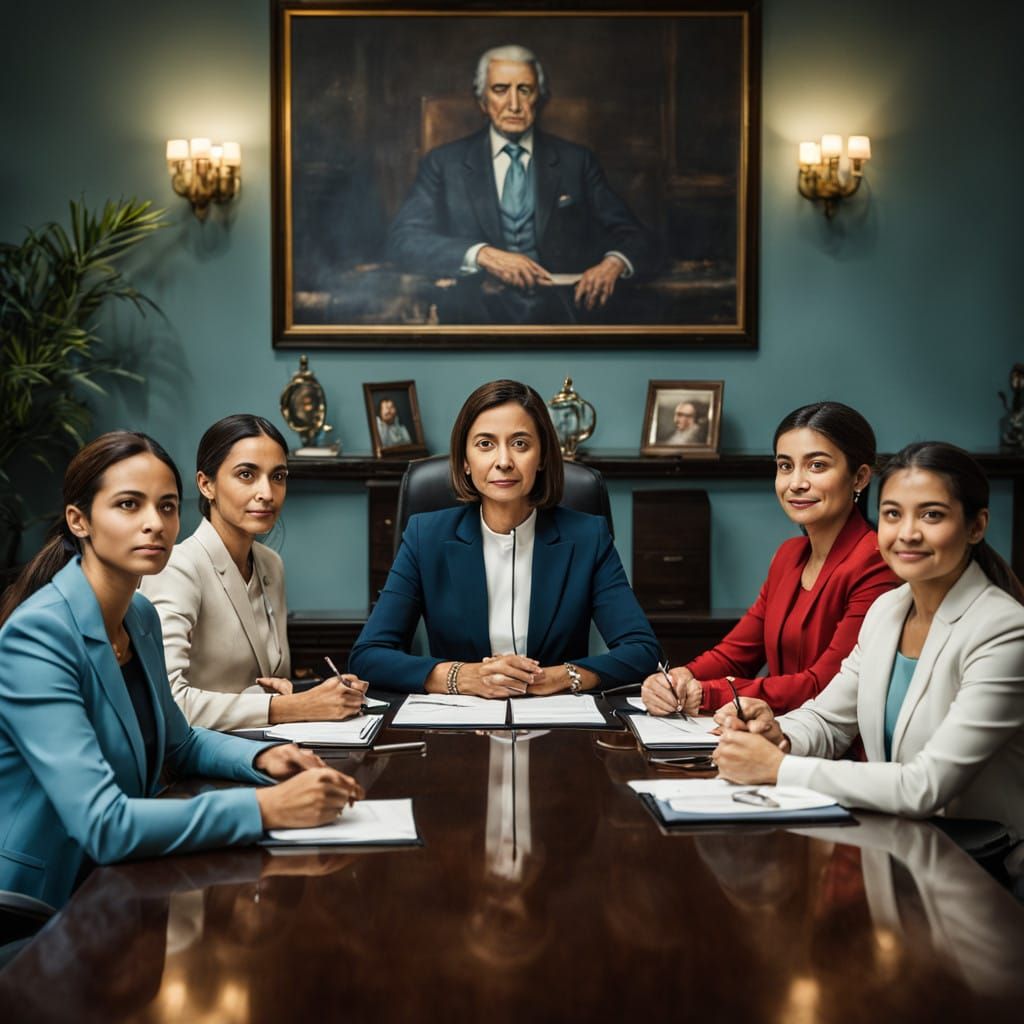 Epic Portrait of a Motherly CEO Surrounded by Adoring Daught...