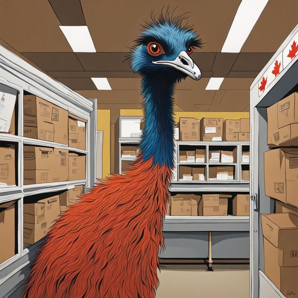 Emu in Canadian Post Office: Abstract Art