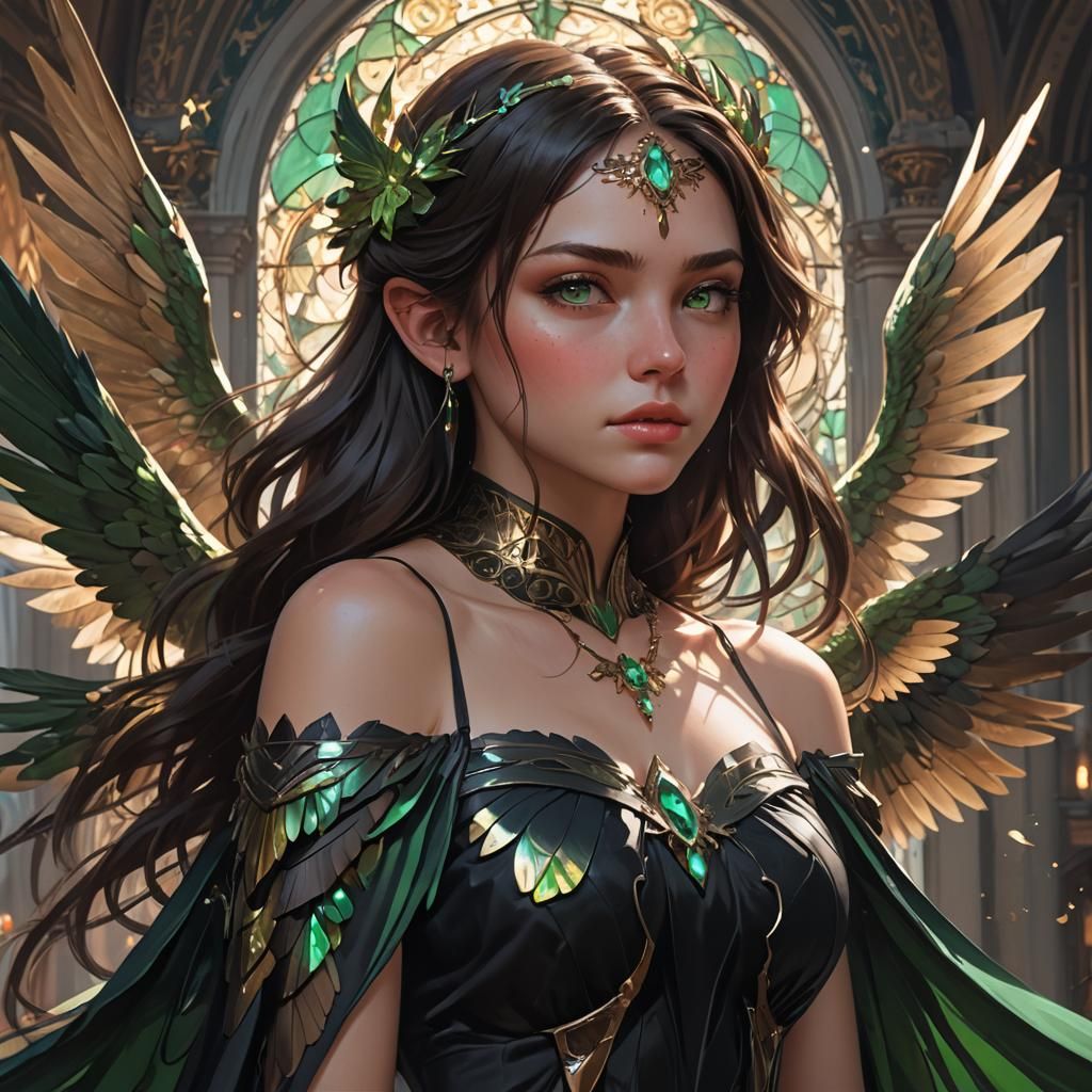 Winged Girl Portrait in Hyperdetailed Digital Art