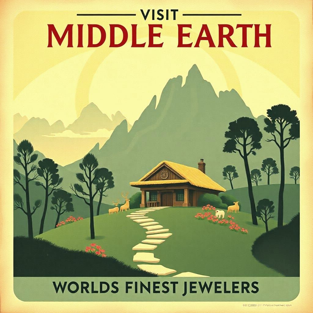 Visit Middle Earth: 1960s Style Travel Poster