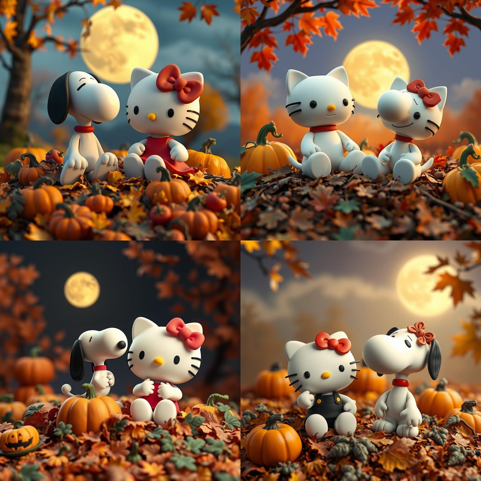 Hello Kitty and Snoopy in Autumn Claymation