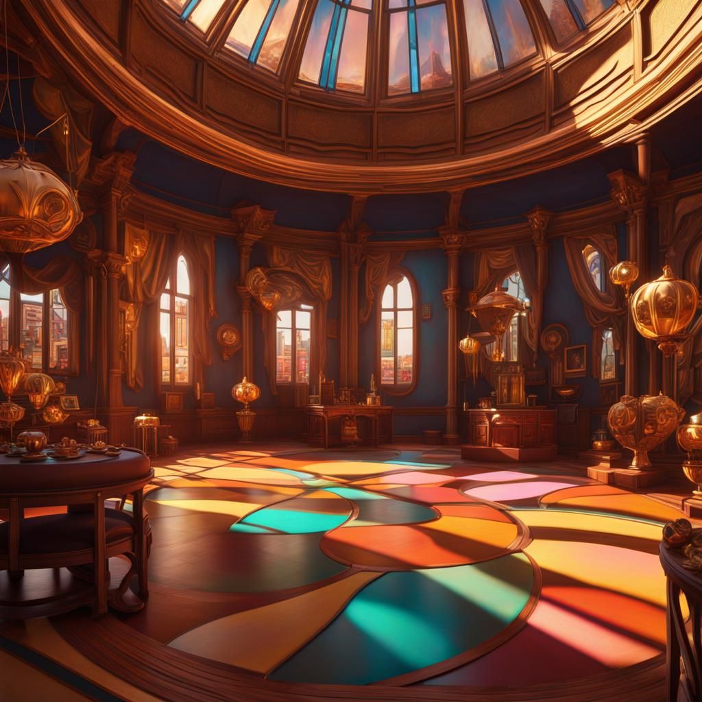 Colorful Gorean Market in Art Nouveau Rococo Style