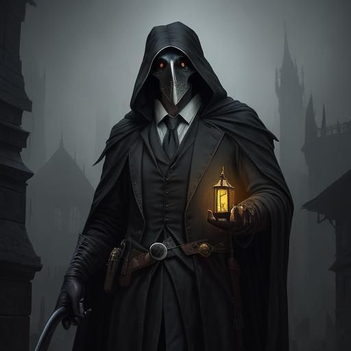Plague Doctor in Gothic Dark Fantasy Style