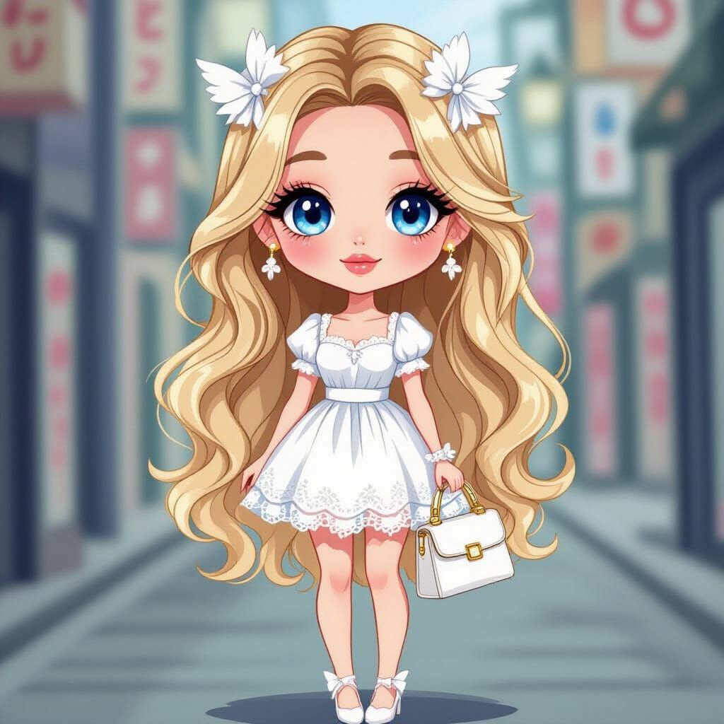 Kawaii Chibi Angel Woman in Harajuku Style