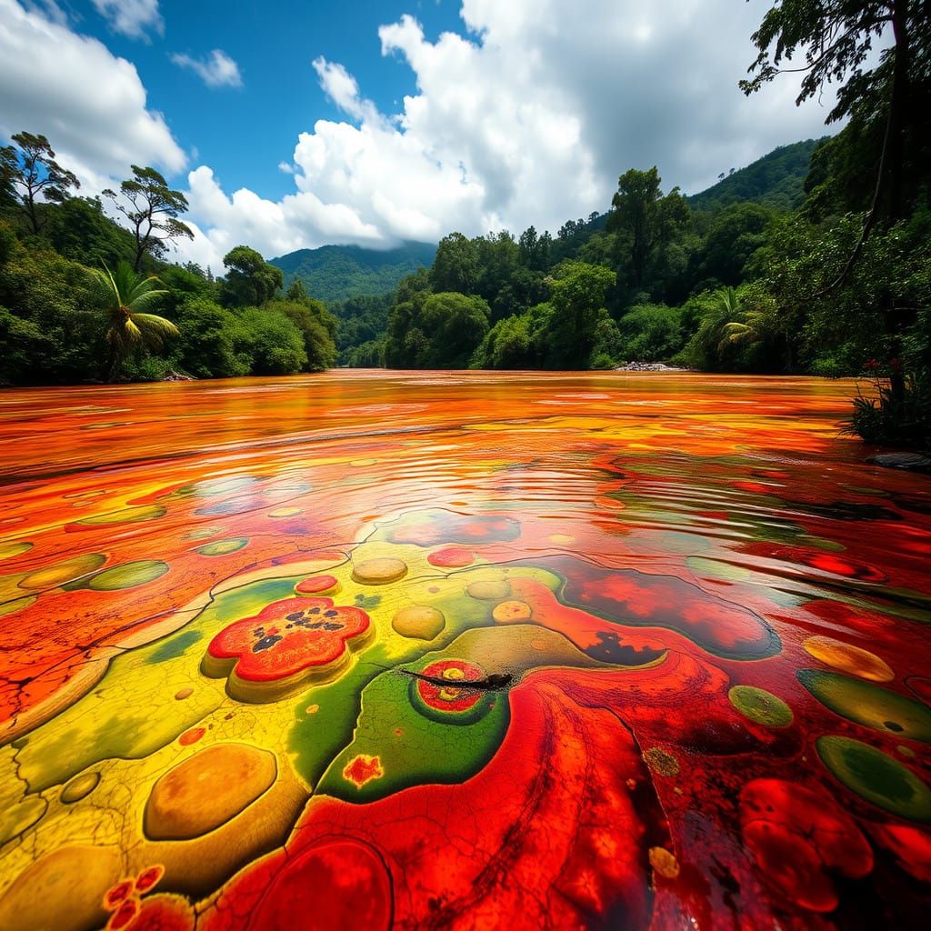 Rainbow River in Tropical Abstract Style