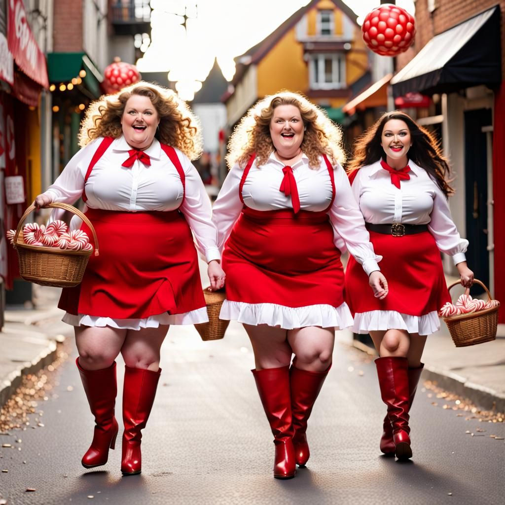 Curvy Witches Gather Candy for Halloween