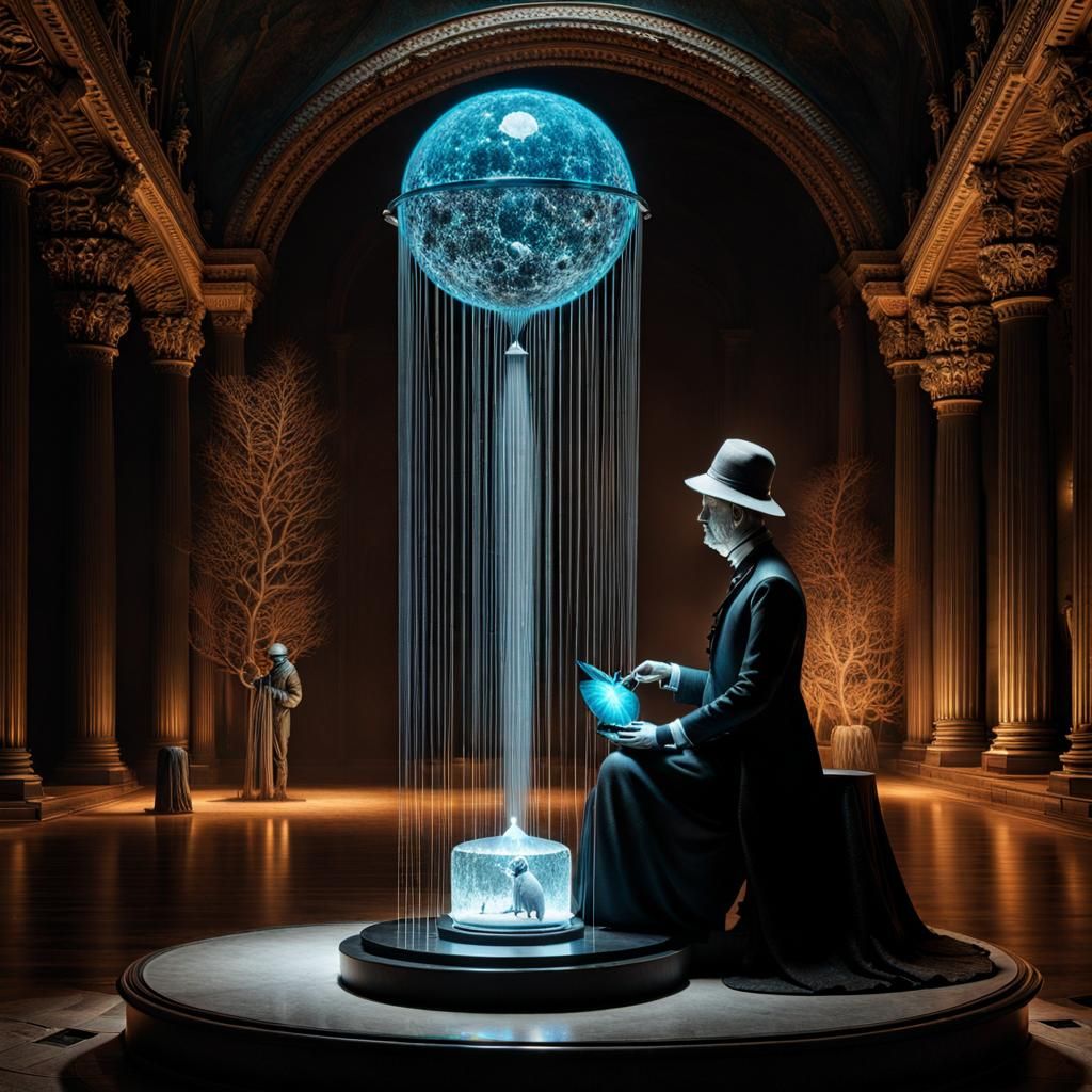 Eldritch Modern Art Installation with Sparkling Crystal