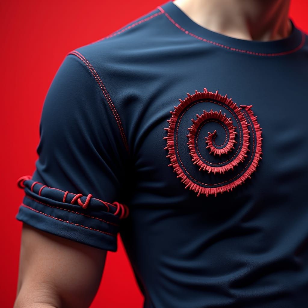 Spiral Stitched T-Shirt in High-Fashion Digital Rendering
