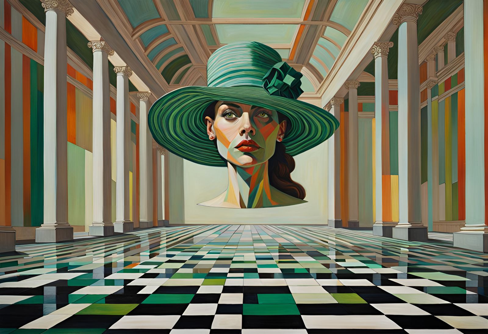 Geometric Woman in Expressionist Oil Painting Style