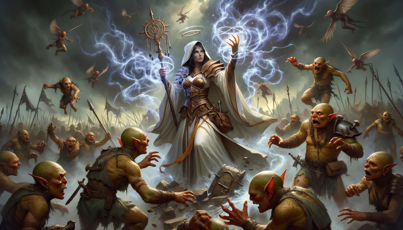 Cleric Casts Bane Spell on Battlefield