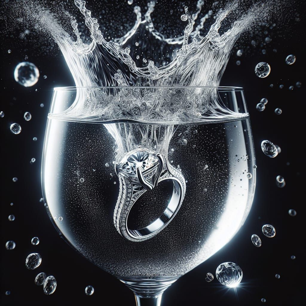 Luxurious Diamond Engagement Ring in Hyperrealistic Wine Spl...