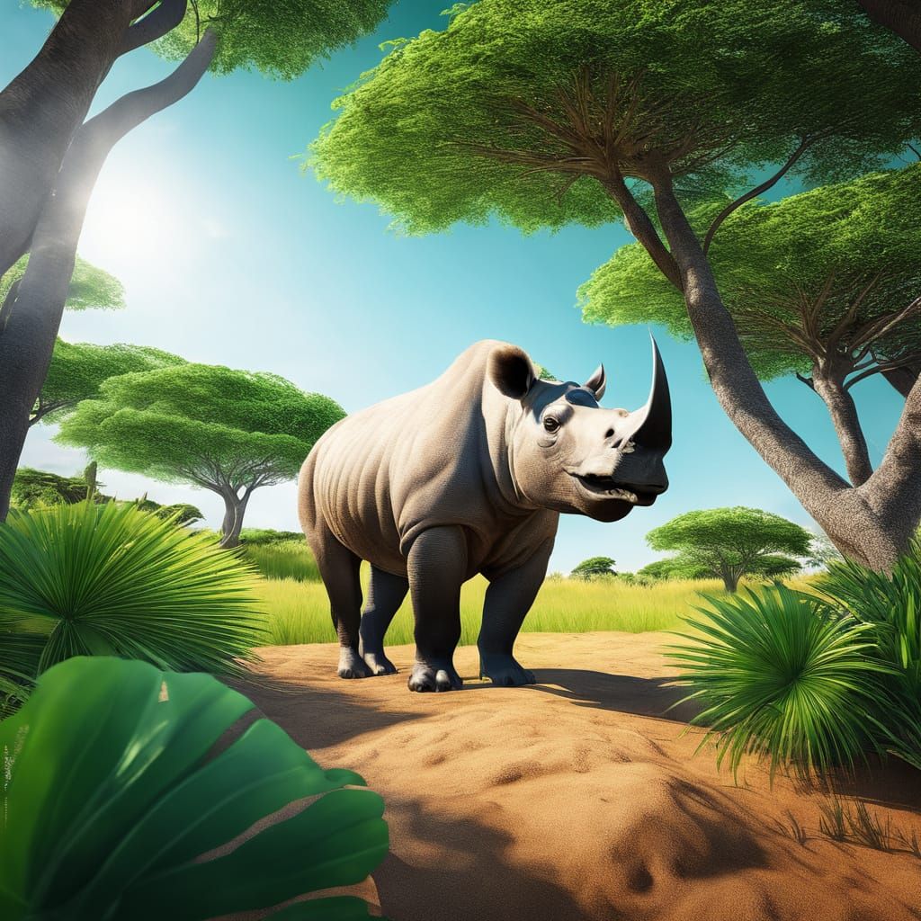 Majestic Deinotherium in Sunny Savannah