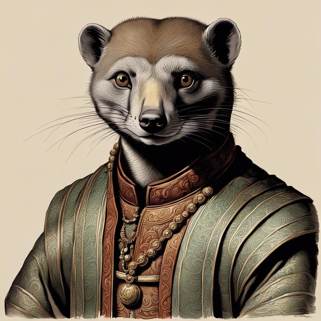 Anthropomorphic Mongoose Noble in Renaissance Style