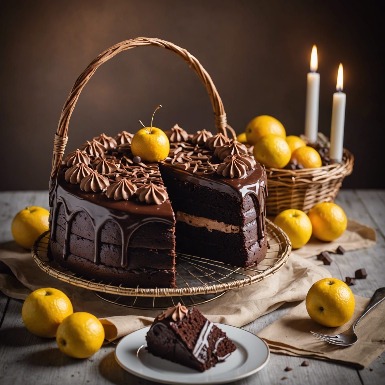 Luxurious Melted Chocolate Cake Gift in Warm Light