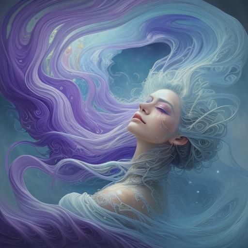 Ethereal Figure Descends in Surreal Oil Painting