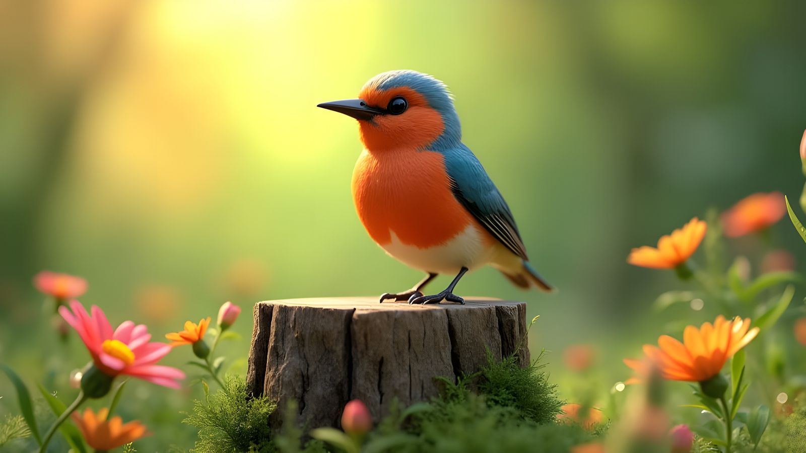 Northern Flicker Bird in Pixar-Inspired 3D Art