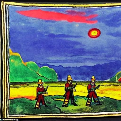 Surreal Scene: Changing Generals' Pants in Expressionist Sty...