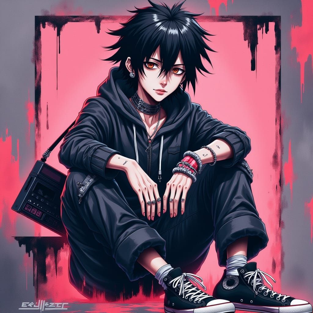 Mysterious Youth in Oversized Hoodie and Faded Jeans