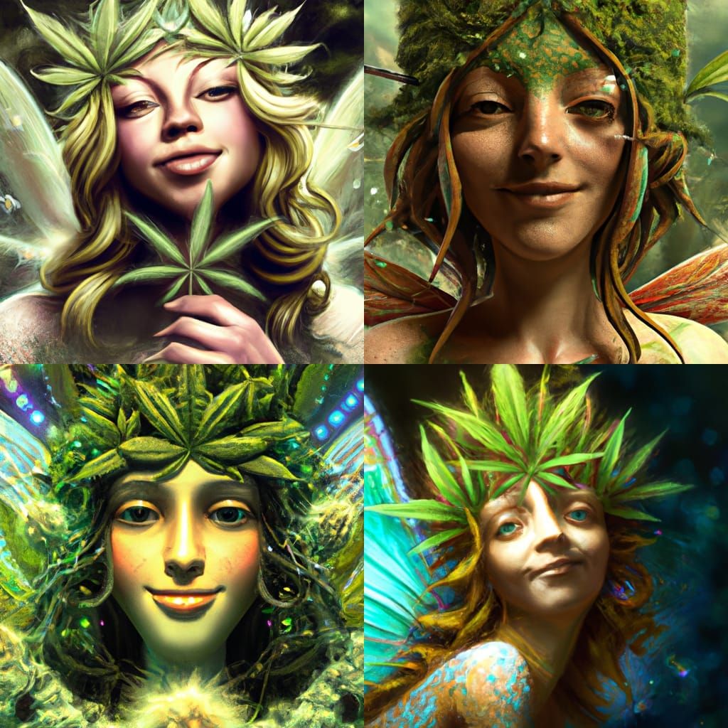 High Resolution 3D Fairy with Cannabis Wings