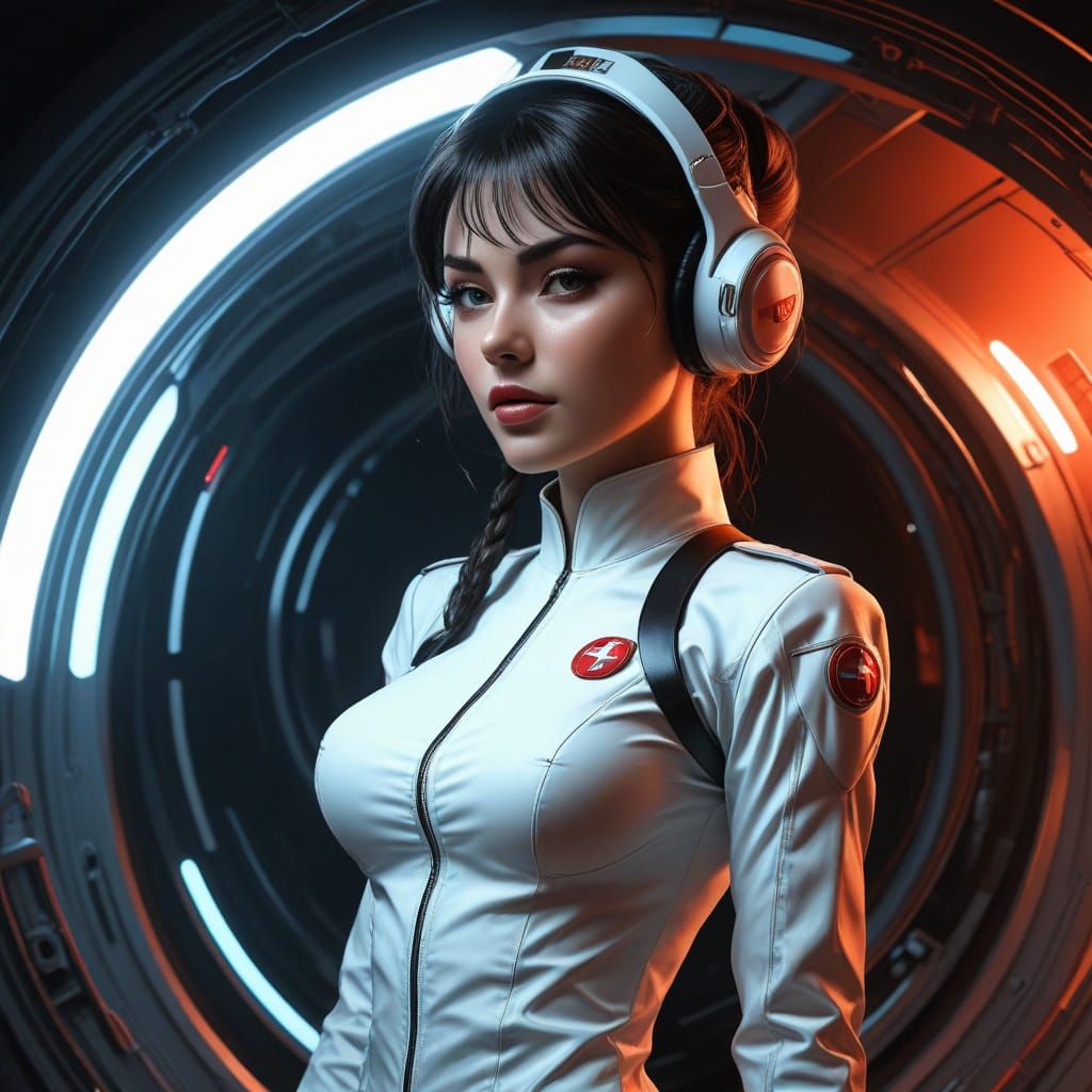 Space Nurse in Latex, Comic Art Style