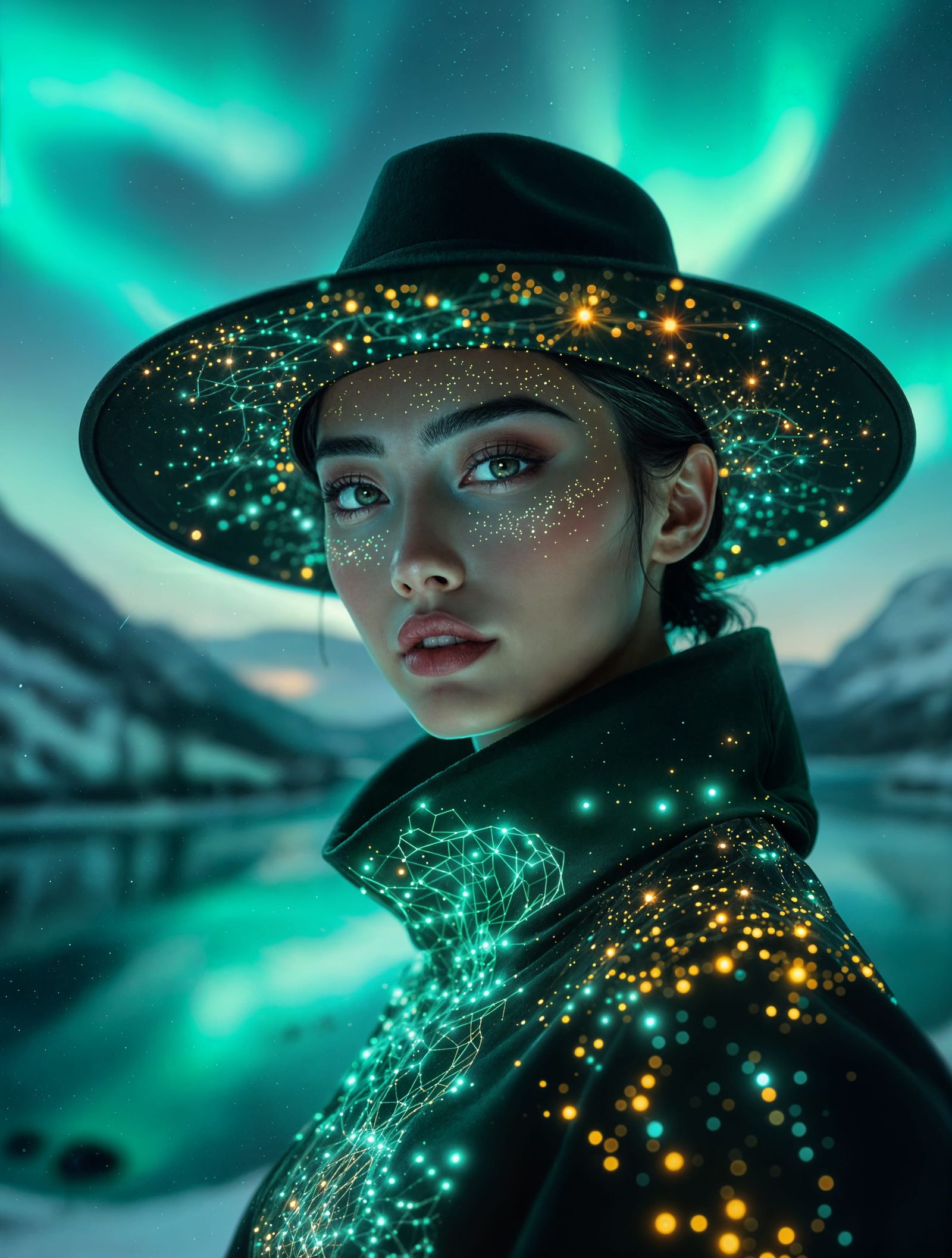 Glowing Aurora Portrait in Soft Focus